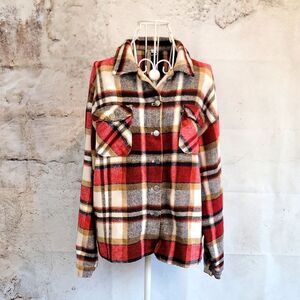 Charlie Charlie Charlotte Plaid Button-Up Women's Shacket Size XL
